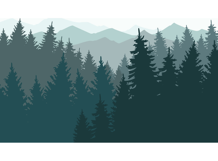 Moderné fototapety - Modrozelený les - 360x270 cm