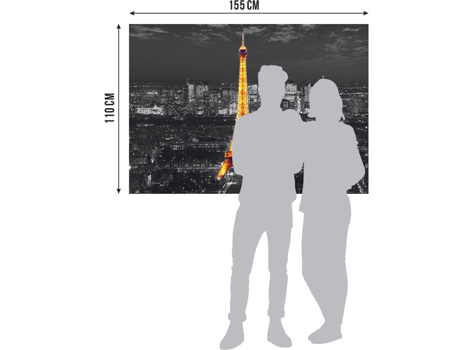 Moderné fototapety - Eiffelova veža v noci - 155x110 cm