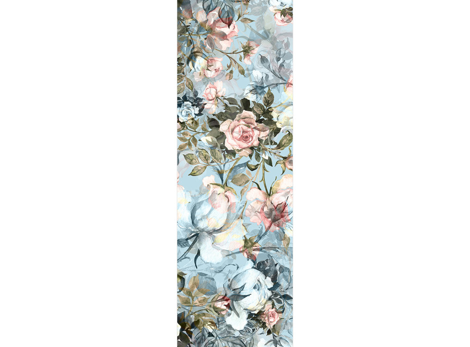 Moderné fototapety - Vintage kvety na modrom podklade - 90x270 cm