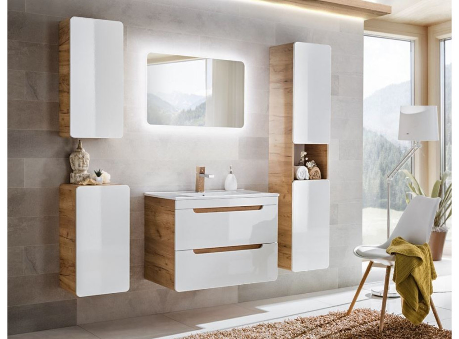 Zostava kúpeľňového nábytku BÁRA 60 cm s nástenným zrkadlom vr. zápustného keramického umývadla