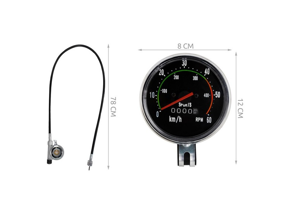 Retro tachometer pre bicykel