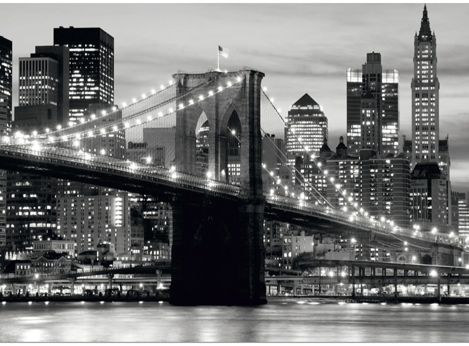 Moderné fototapety - Brooklynský most v noci 2 - 360x270 cm