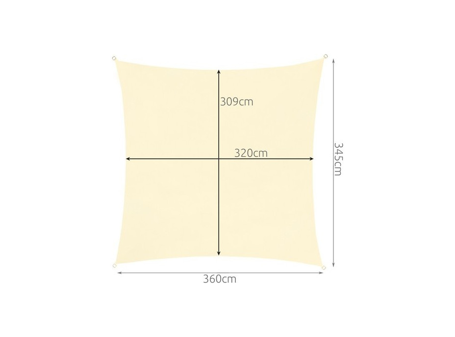 Slnečná clona 3,6 x 3,6 m - béžová