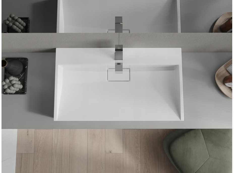 Umývadlo z liateho mramoru MEXEN AVA 80 cm - s otvorom pre batériu - biele, 23018001