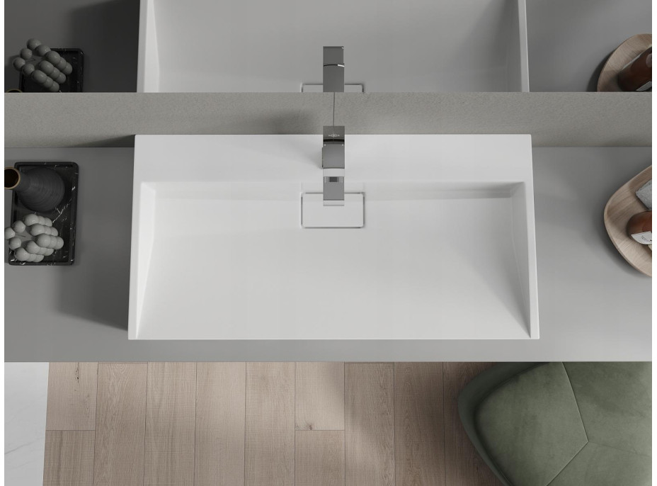 Umývadlo z liateho mramoru MEXEN AVA 90 cm - s otvorom pre batériu - biele, 23019001