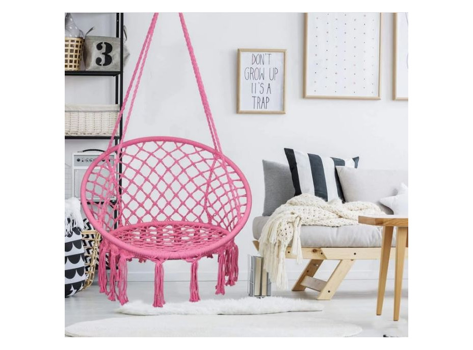 Závesné hojdacie kreslo LUNA - ružové