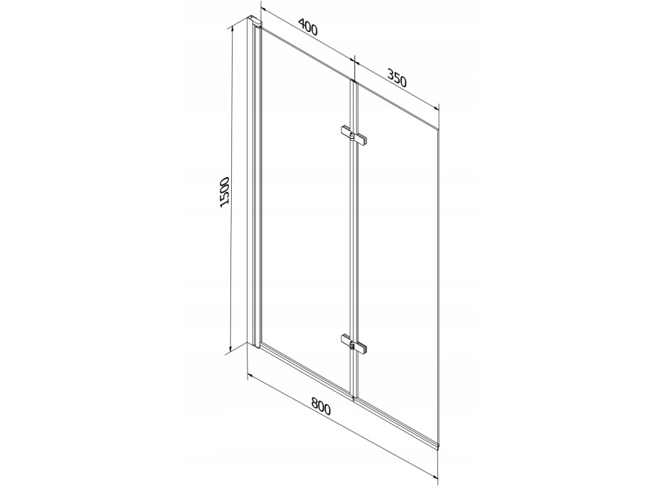 Vaňová zástena MEXEN CASTOR 80x150 cm - čierna - číre sklo, 892-080-002-70-00