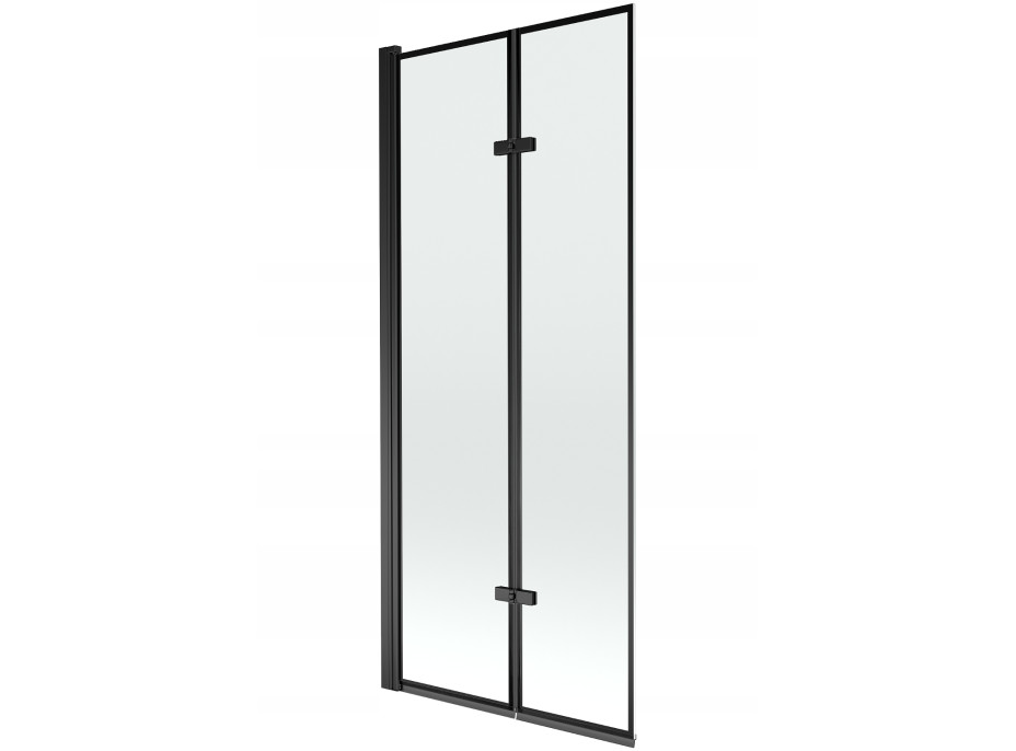 Vaňová zástena MEXEN CASTOR 80x150 cm - čierna - číre sklo s čiernym rámom, 892-080-002-70-70