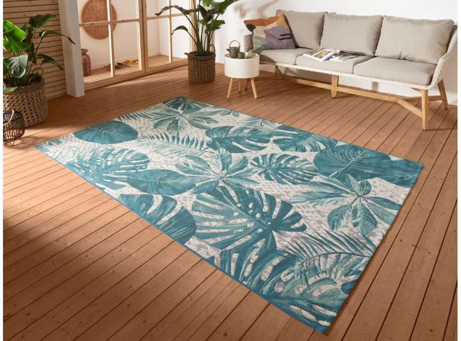 Kusový koberec Flair 105618 Tropical Leaves Turqouise