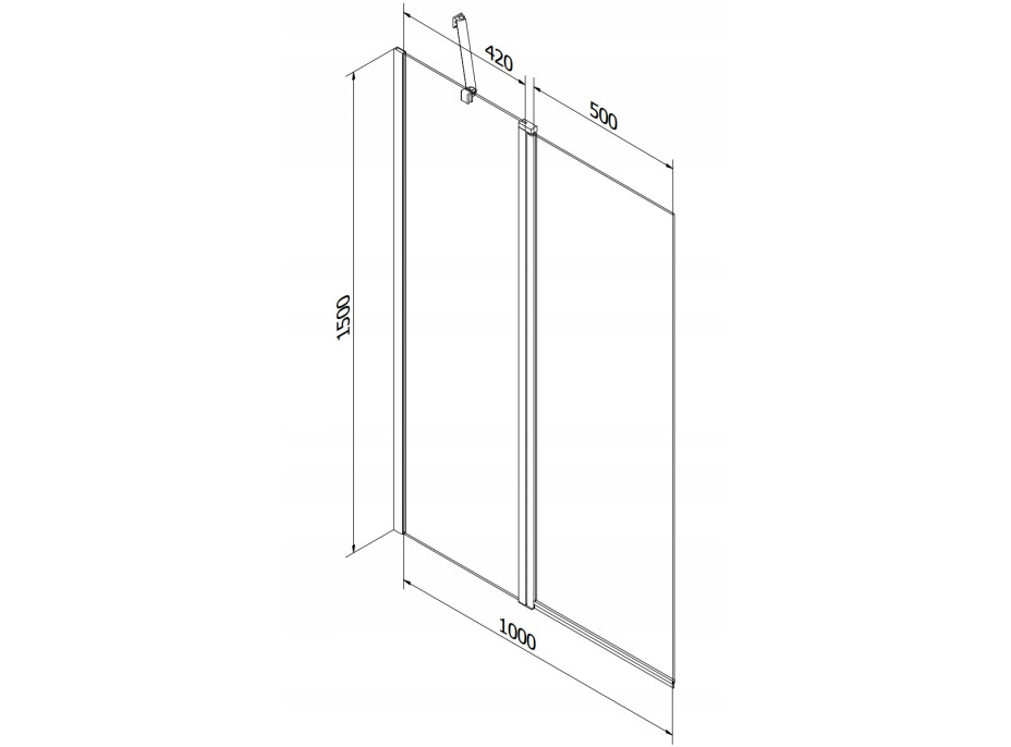 Vaňová zástena MEXEN FLIP 100x150 cm - čierna - číre sklo s čiernou mriežkou, 894-100-101-70-77