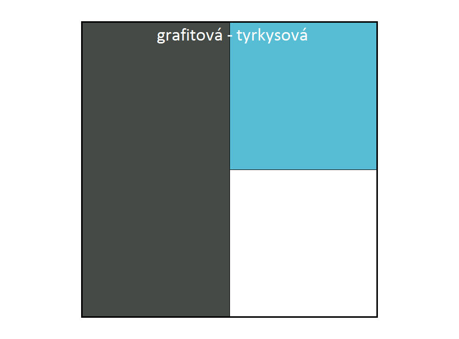 Farebné prevedenie - grafit / tyrkysová / biela