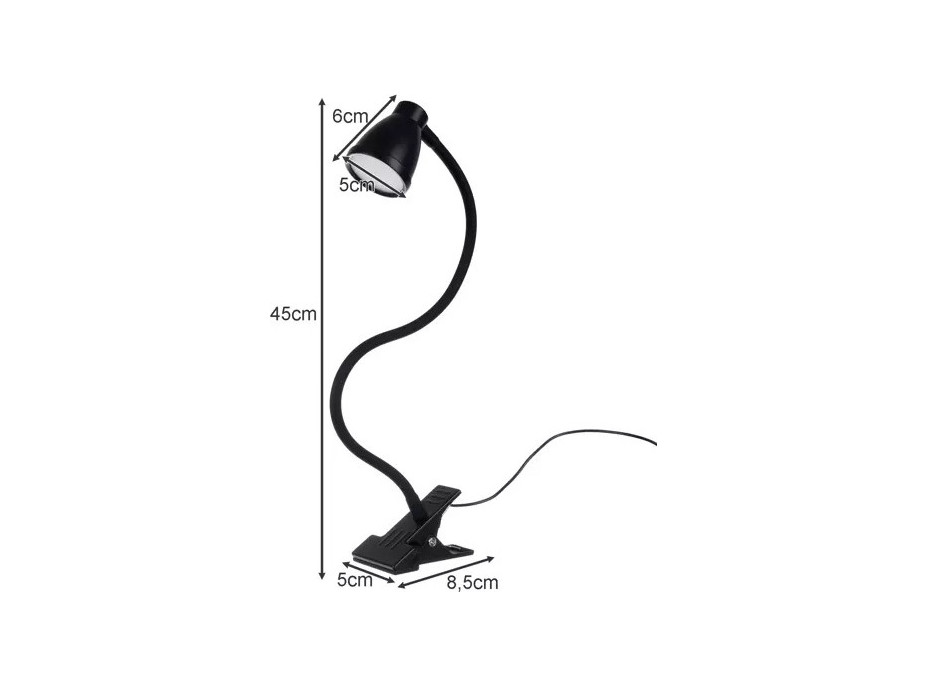 Čierna stolná lampa s klipom