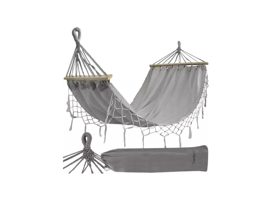 Šedá hojdacia sieť 200 x 100 cm