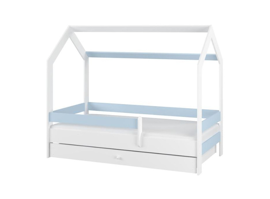 Detská domčeková posteľ so šuplíkom LITTLE HOUSE - modrá - 160x80 cm
