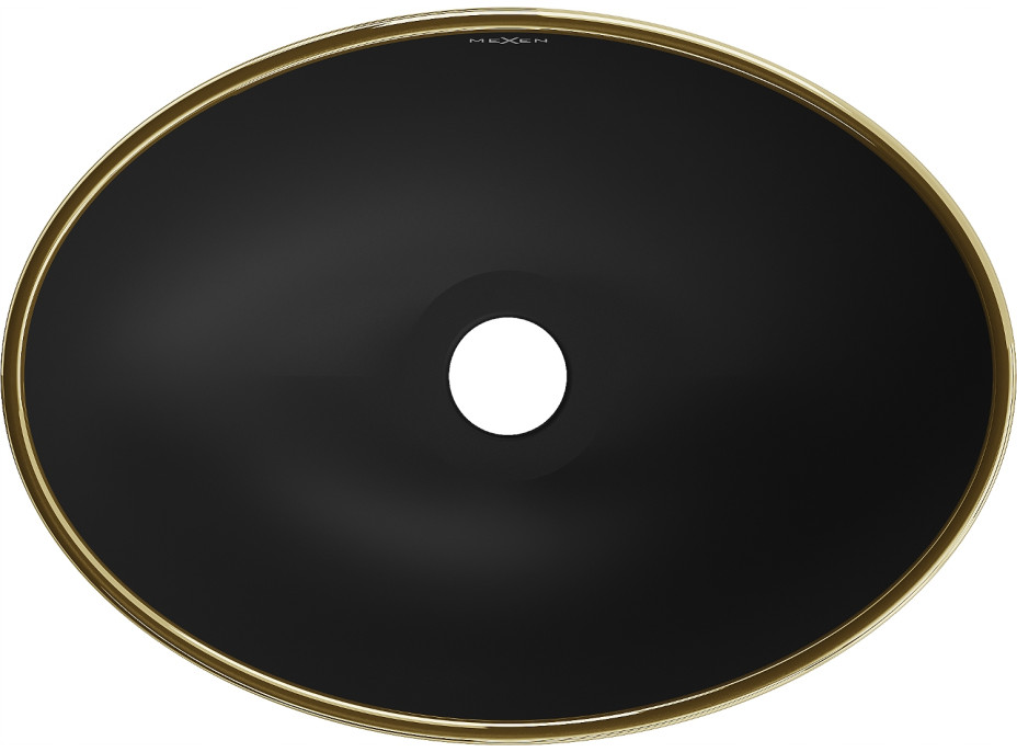 Keramické umývadlo MEXEN ELZA - čierne matné so zlatým okrajom, 21014025