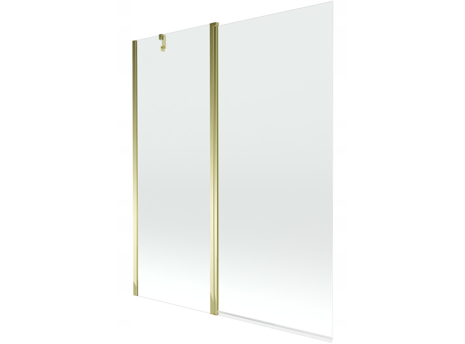 Vaňová zástena MEXEN FLIP 140x150 cm - zlatá - číre sklo, 894-140-101-50-00
