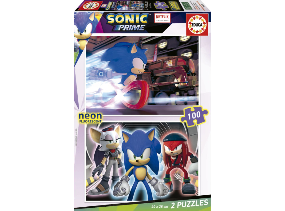 EDUCA Svietiace puzzle Sonic Prime 2x100 dielikov