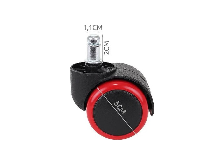 Kolieska kancelárske stoličky - 5 ks - červená