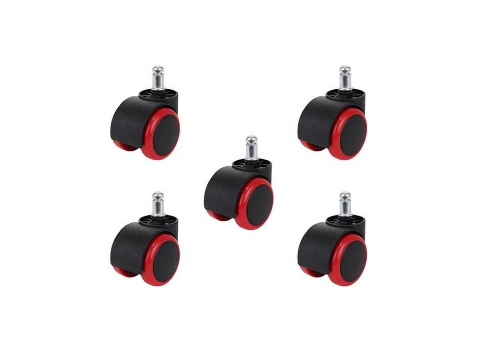 Kolieska kancelárske stoličky - 5 ks - červená