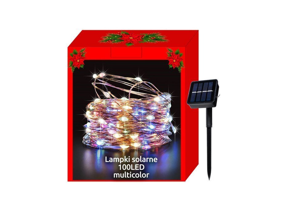 Solárne vianočné osvetlenie - 100 LED - viacfarebné