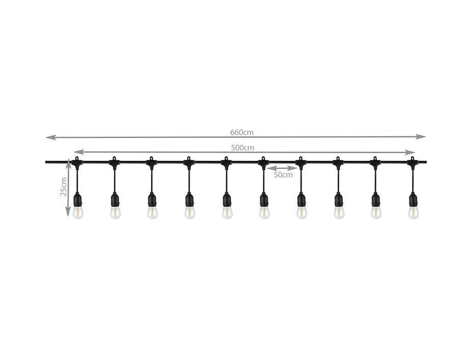 Dekoratívna svetelná girlanda - 10 LED žiaroviek 6,6 m