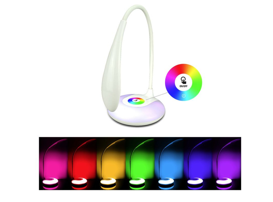 Stolná lampička DROP s podsvietením RGB - biela