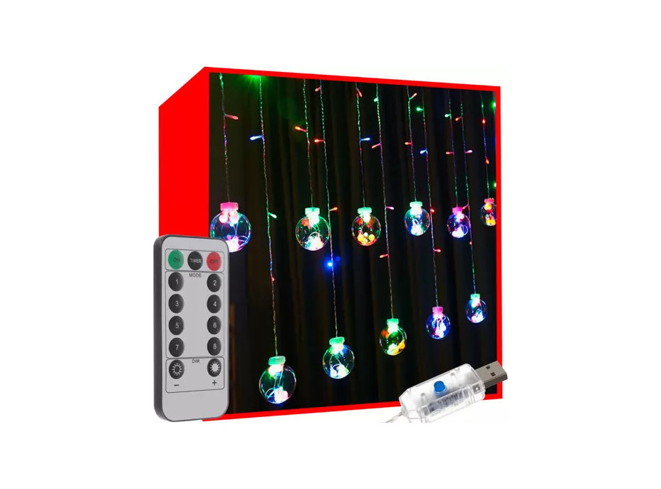 Svetelný záves s diaľkovým ovládačom Banky 108 LED USB - viacfarebný