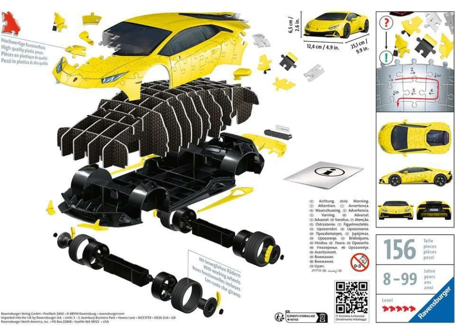 RAVENSBURGER 3D puzzle Lamborghini Huracán Evo žlté 156 dielikov