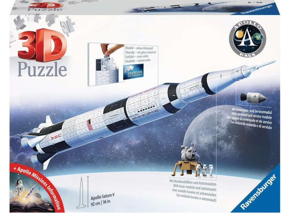 RAVENSBURGER 3D puzzle Vesmírna raketa Saturn V 504 dielikov