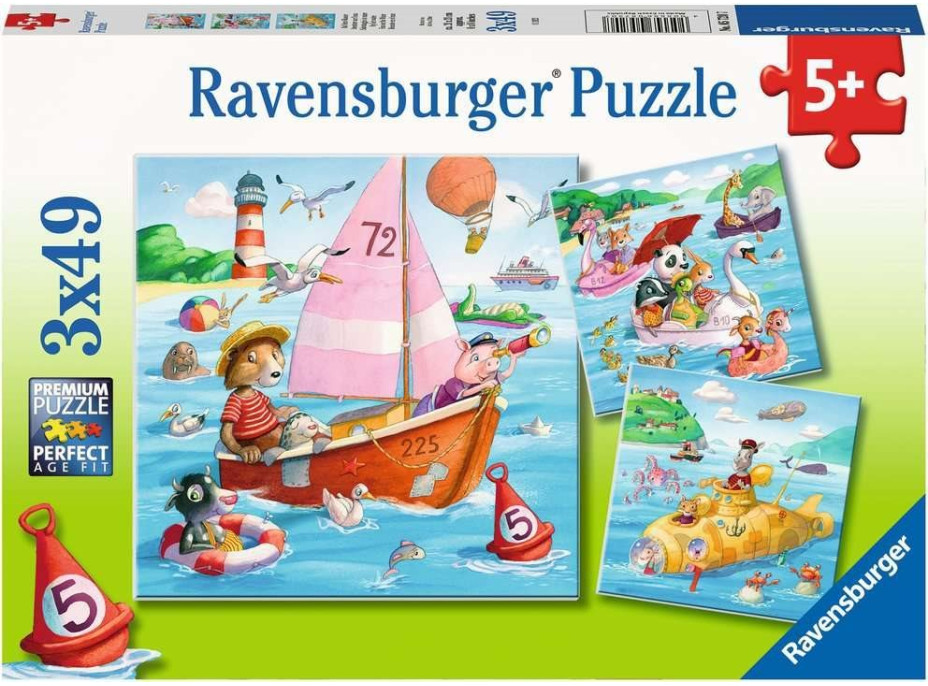 RAVENSBURGER Puzzle Zvieratká a vodné plavidlá 3x49 dielikov