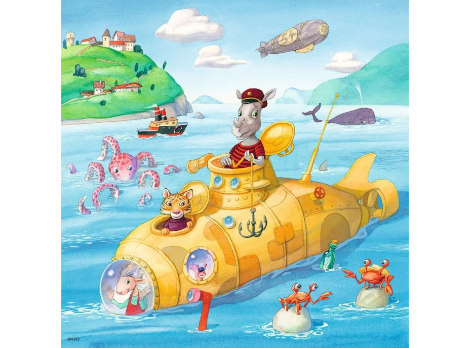 RAVENSBURGER Puzzle Zvieratká a vodné plavidlá 3x49 dielikov