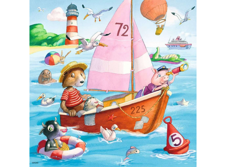 RAVENSBURGER Puzzle Zvieratká a vodné plavidlá 3x49 dielikov