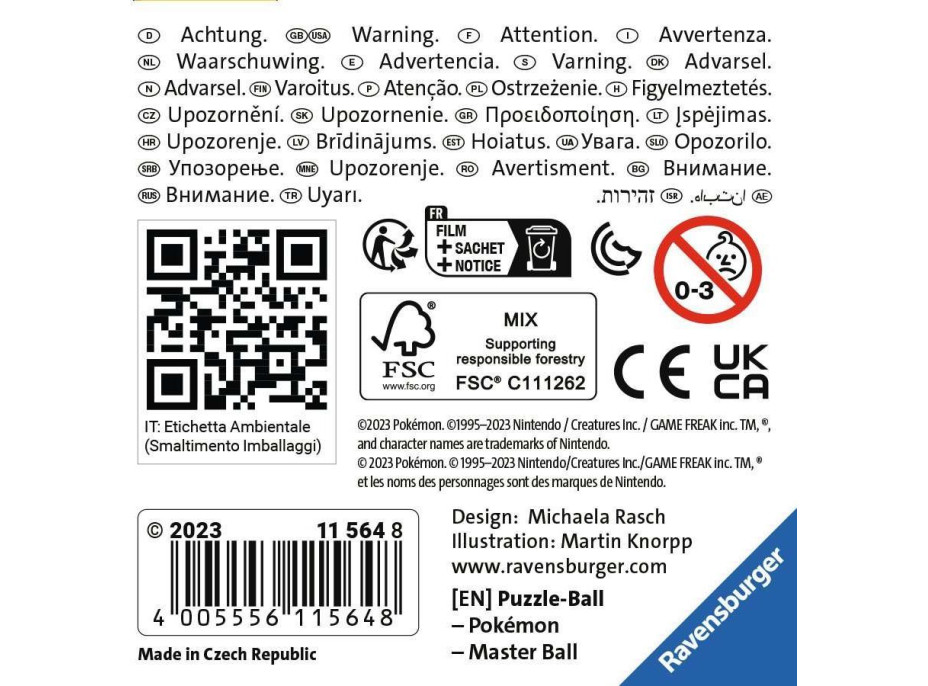 RAVENSBURGER Puzzleball Pokémon: Masterball 54 dielikov