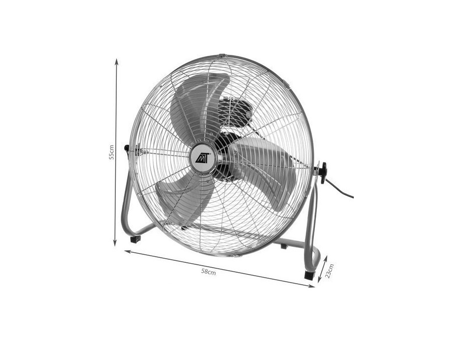 Podlahový ventilátor 55 cm - strieborný