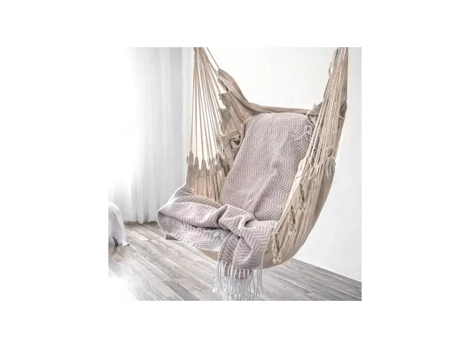 Béžové brazílske závesné hojdacie kreslo 130 x 97 cm