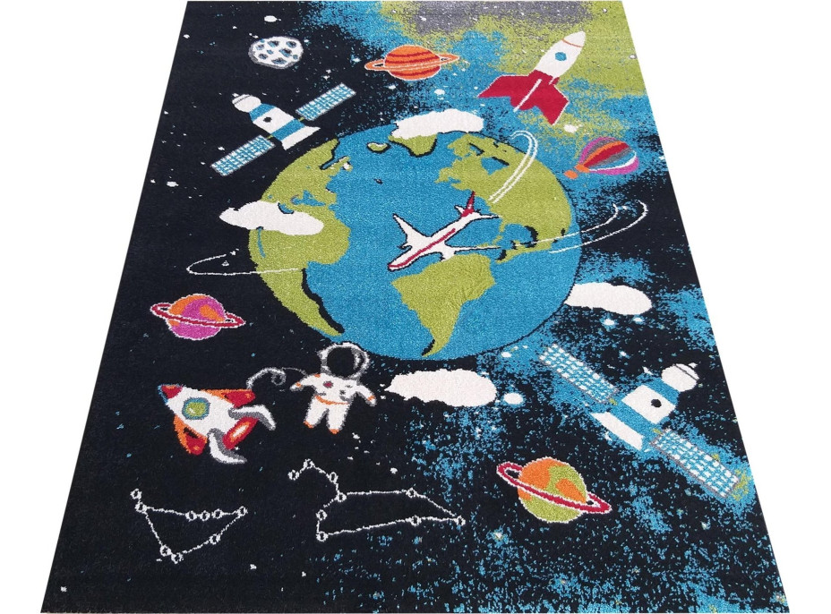 Detský koberec Vesmír - čierny