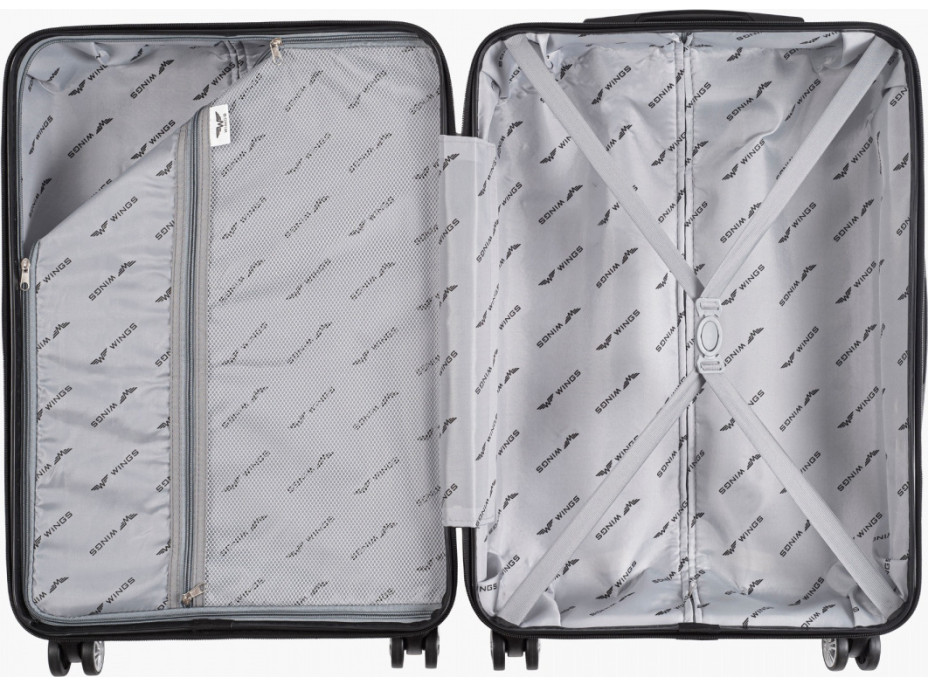 Moderné cestovné kufre BULK - set S+M+L - čierne - TSA zámok