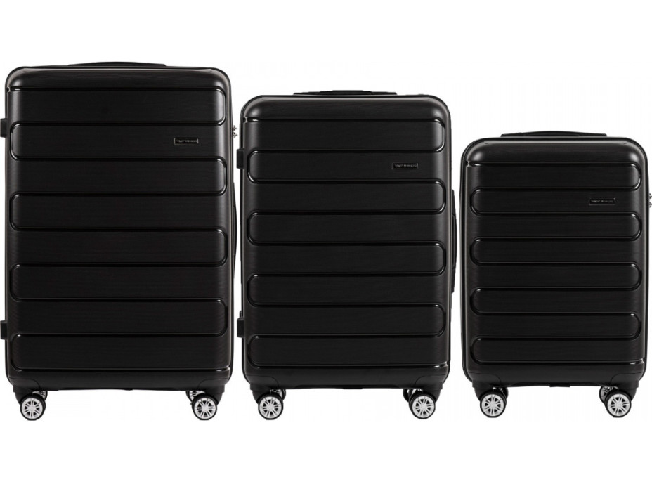 Moderné cestovné kufre BULK - set S+M+L - čierne - TSA zámok