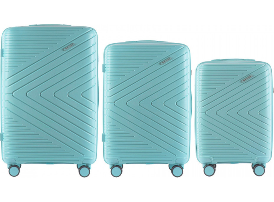 Moderné cestovné kufre WAY - set S+M+L - svetlo modré - TSA zámok
