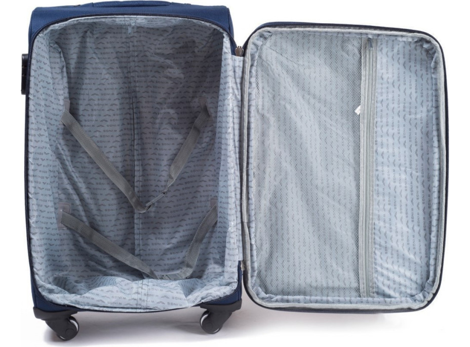 Moderné cestovné tašky STRIPE 2 - set S+M+L - tmavo modré