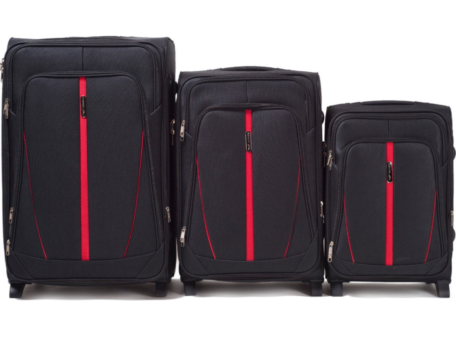 Moderné cestovné tašky STRIPE 2 - set S+M+L - čierne