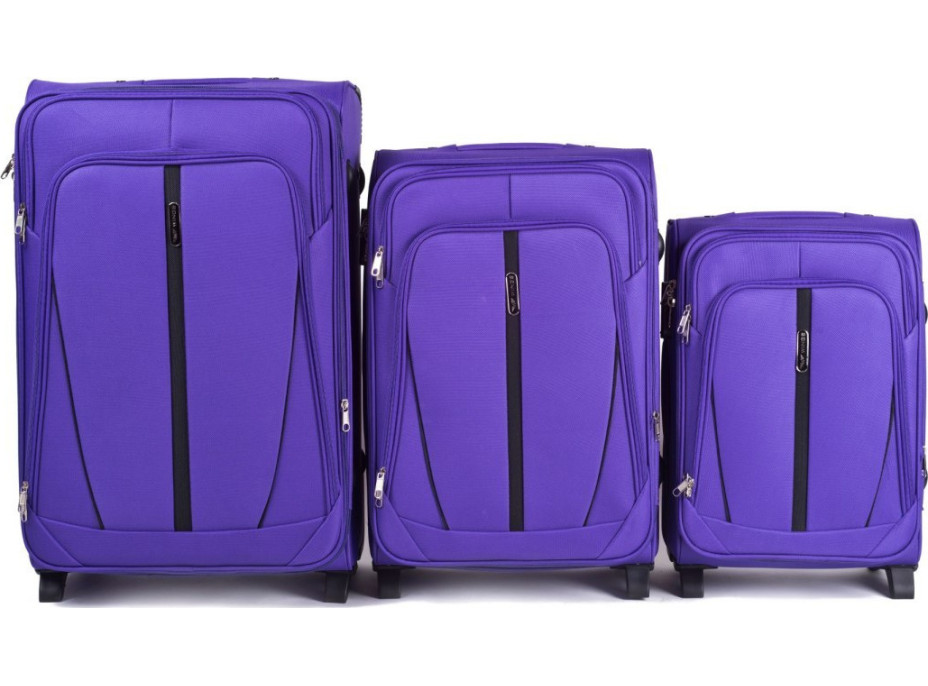 Moderné cestovné tašky STRIPE 2 - set S+M+L - fialové