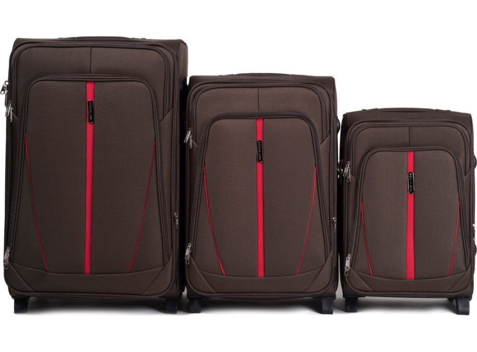 Moderné cestovné tašky STRIPE 2 - set S+M+L - kávovo hnedé