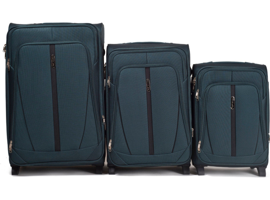Moderné cestovné tašky STRIPE 2 - set S+M+L - tmavo zelené