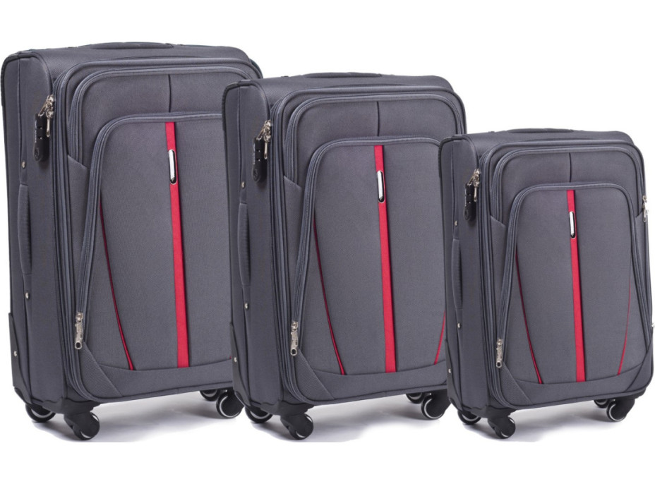 Moderné cestovné tašky STRIPE 4 - set S+M+L - tmavo šedé