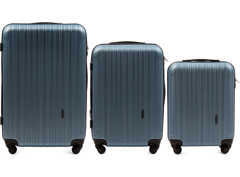Moderné cestovné kufre FLAMENGO - set S+M+L - metalické modré