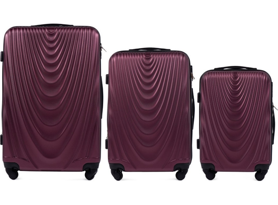 Moderné cestovné kufre CADERE - set S+M+L - vínovo červené