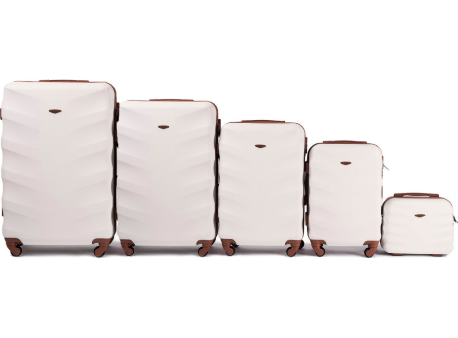 Moderné cestovné kufre ARROW - set KK+XS+S+M+L - krémovo biele