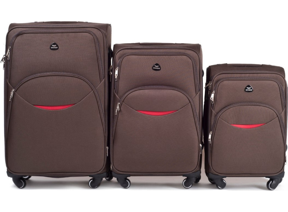 Moderné cestovné tašky SMILE - set S+M+L - kávovo hnedé