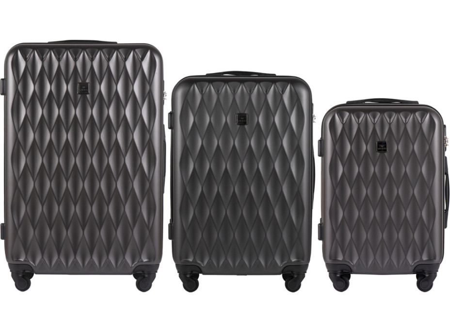 Moderné cestovné kufre DUVE - set S+M+L - tmavo šedé - TSA zámok
